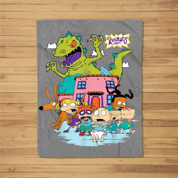 Rugrats Running Away From Reptar Fleece Blanket