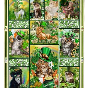 Saint Patrick Cat Lucky Blanket