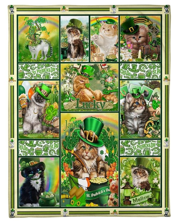 Saint Patrick Cat Lucky Blanket