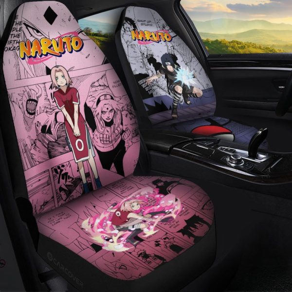 Sasuke And Sakura Car Seat Covers Custom Anime Car Interior Accessories