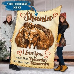 Shania Horse I Love You Custom Text Name Blanket