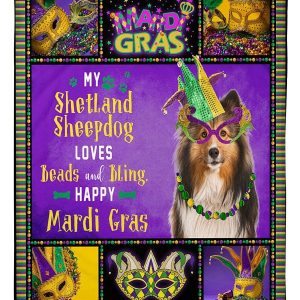 Shetland Sheepdog Mardi Gras Blanket