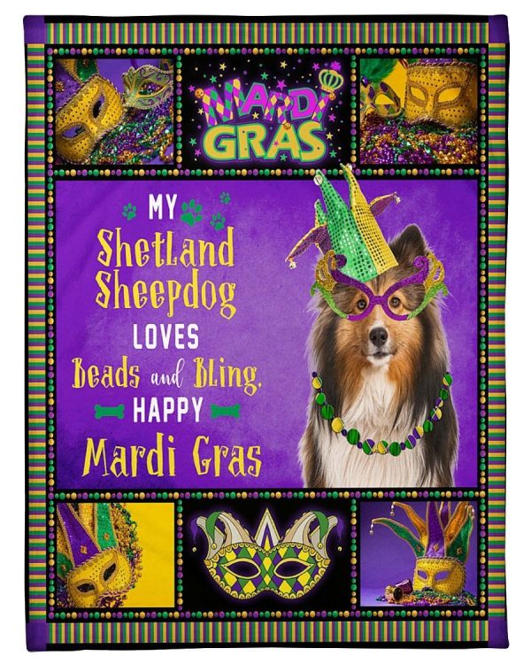 Shetland Sheepdog Mardi Gras Blanket