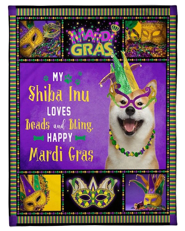 Shiba Inu Mardi Gras Blanket