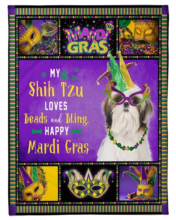 Shih Tzu Mardi Gras Blanket