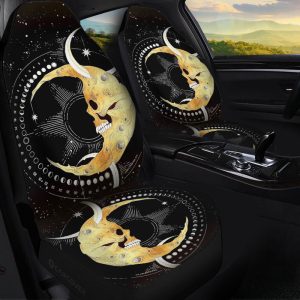 Skull Moon Car Seat Covers Custom Galaxy Car Interior Accessories