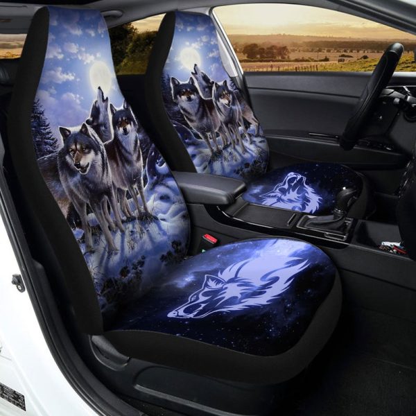 Snow Wolf Car Seat Covers Custom Car Interior Accessories