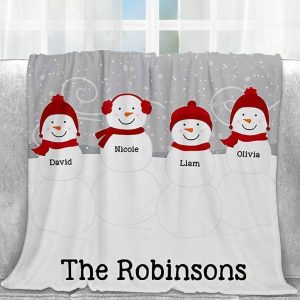 Snowman Christmas The Robinsons Custom Text Name Printed Blanket