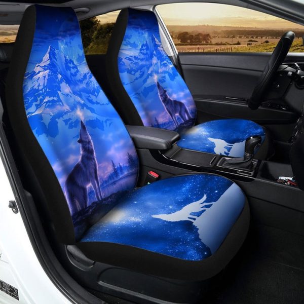 Snowy Mountain Wolf Car Seat Covers Custom Car Interior Accessories