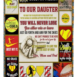 Softball Daughter Love Mom And Dad Blanket