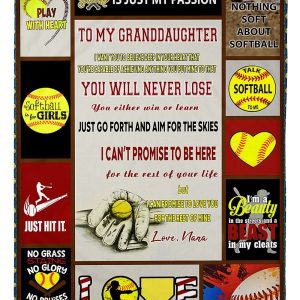 Softball Granddaughter Love Nana Blanket