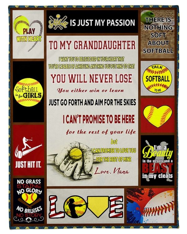 Softball Granddaughter Love Nana Blanket