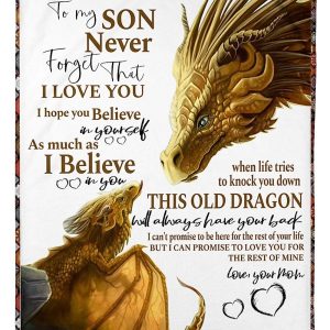 Son  – To My Son When Life Tries To Knock You Down This Old Dragon Will Always Have Your Back I Can Promise To Love You For The Rest Of My Life Blanket