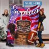 Sophia Football Cat Custom Text Name Printed Blanket