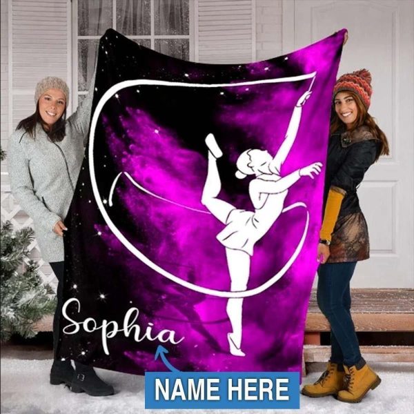 Sophia Gymnastics Purple Custom Text Name Printed Blanket