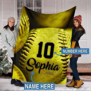 Sophia Softball 10 Custom Text Name And Number Blanket