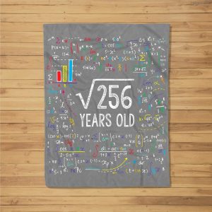 Square Root Of 256 16Th Birthday 16 Year Old Gifts Math Bday Fleece Blanket