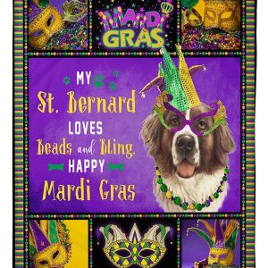 St Bernard Mardi Gras Blanket