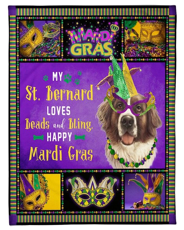 St Bernard Mardi Gras Blanket