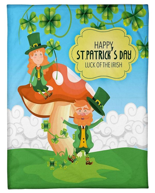 St Patrick Clovers Fungus Luck Of Irish Blanket