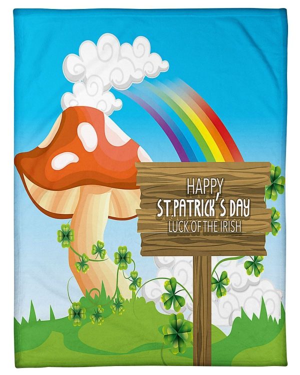 St Patrick Fungus Rainbow Luck Of Irish Blanket