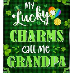 St Patrick My Lucky Call Me Grandpa Blanket