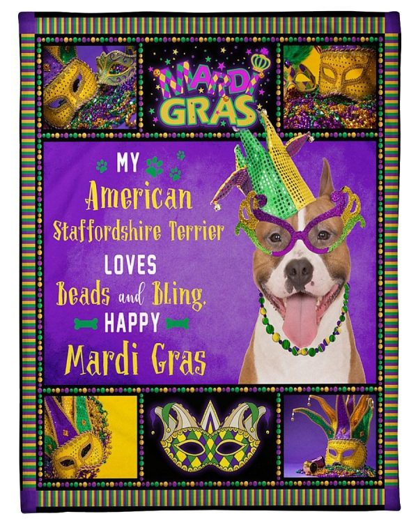 Staffordshire Terrier Mardi Gras Blanket