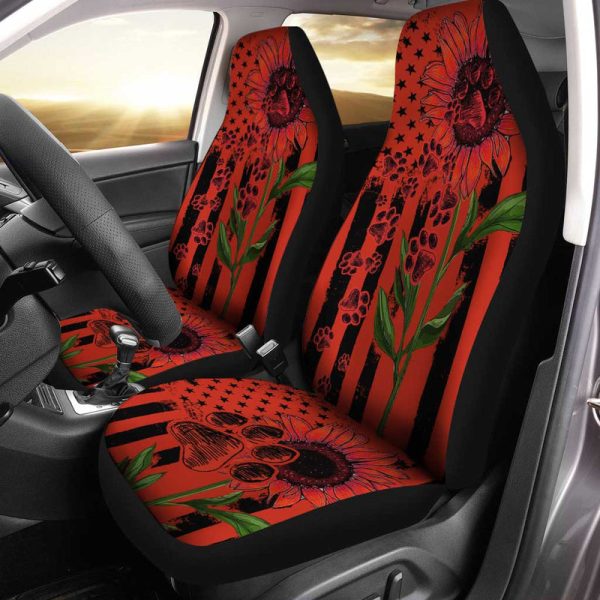 Sunflower Car Seat Covers Custom Paws Red Car Accessories