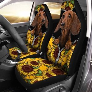 Sunflower Dachshund Car Seat Covers Custom Car Accessories