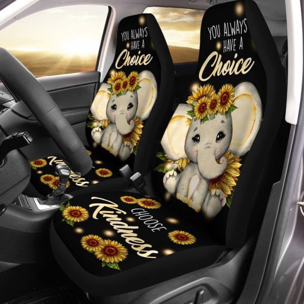 Sunflower Elephant Car Seat Covers Custom Elephant Car Accessories