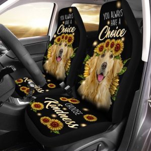 Sunflower Golden Retriever Car Seat Covers Custom Kindness  Dog Car Accessories