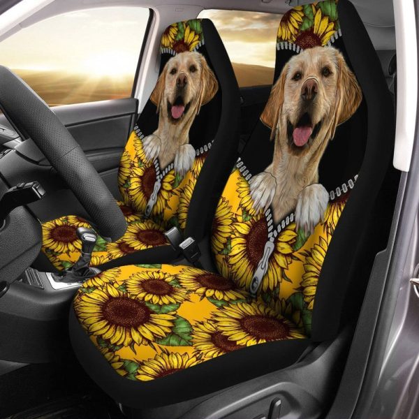 Sunflower Labrador Retriever Car Seat Covers Custom Funny Gift Idea For Labrador Retriever Owners