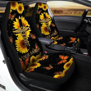 Sunflower Nurse Car Seat Covers Custom Name Nurse Car Accessories