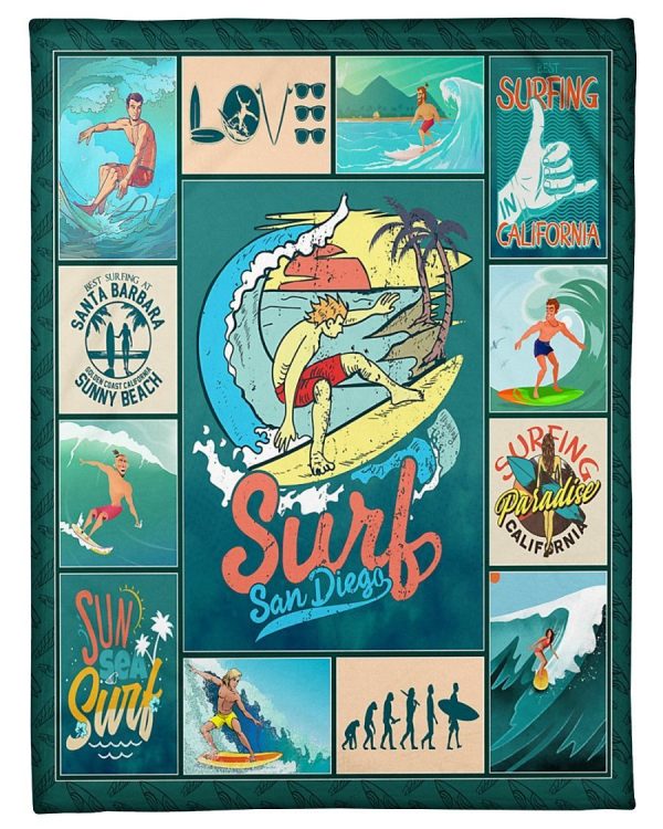 Surfing Surf San Diego Blanket