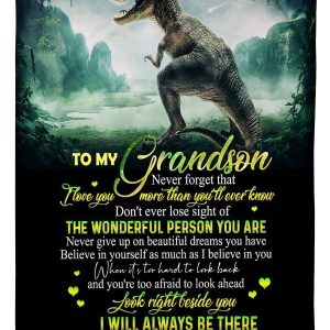 T-rex Grandma To Grandson I Love You Trending For Family Blanket