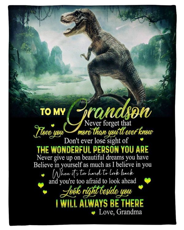 T-rex Grandma To Grandson I Love You Trending For Family Blanket