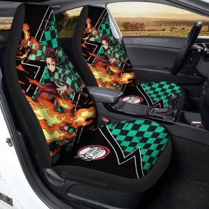 Tanjiro Car Seat Covers Custom Sun Breathing Skill Demon Slayer Anime Car Accessories