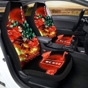 Tanjiro Sun Breathing Car Seat Covers Custom Demon Slayer Anime Car Accessories