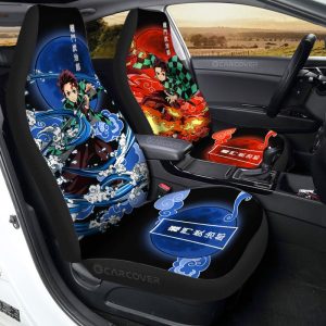 Tanjiro Water And Sun Breathing Skill Car Seat Covers Custom Anime Demon Slayer Car Accessories