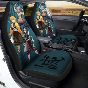 Tanjiro Zenitsu Inosuke Car Seat Covers Custom Demon Slayer Anime Car Accessories