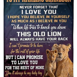 This Old Lion Will Always Have Your Back Great Gift From Grandma To Grandson Blanket