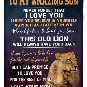 This Old Lion Will Always Have Your Back Lovely Message Gifts For Son Blanket