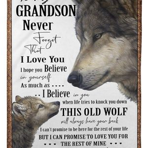 This Old Wolf Will Always Have Your Back Gift For Grandson From Grandma Blanket