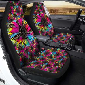 Tie Dye Leopard Sunflower Car Seat Covers Custom Car Accessories