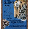 Tiger Lovely Message From Grandma Gifts For Grandsons Blanket