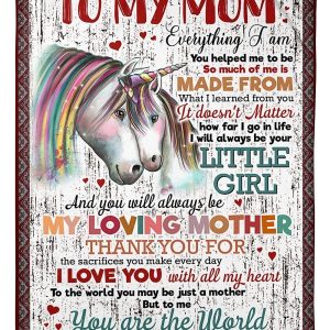 To Me You Are The World Gift For Mom Unicorn Blanket