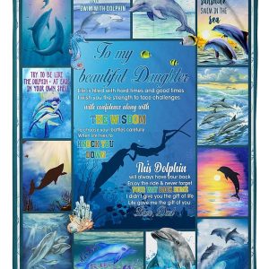 To My Beautiful Daughter Dolphin Blanket