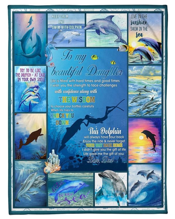 To My Beautiful Daughter Dolphin Blanket