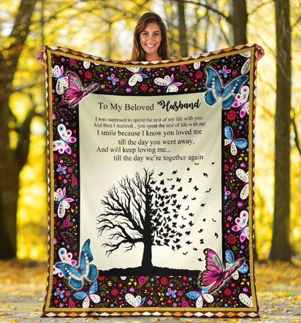 To My Beloved Husband Butterfly Tree  Soft Blanket