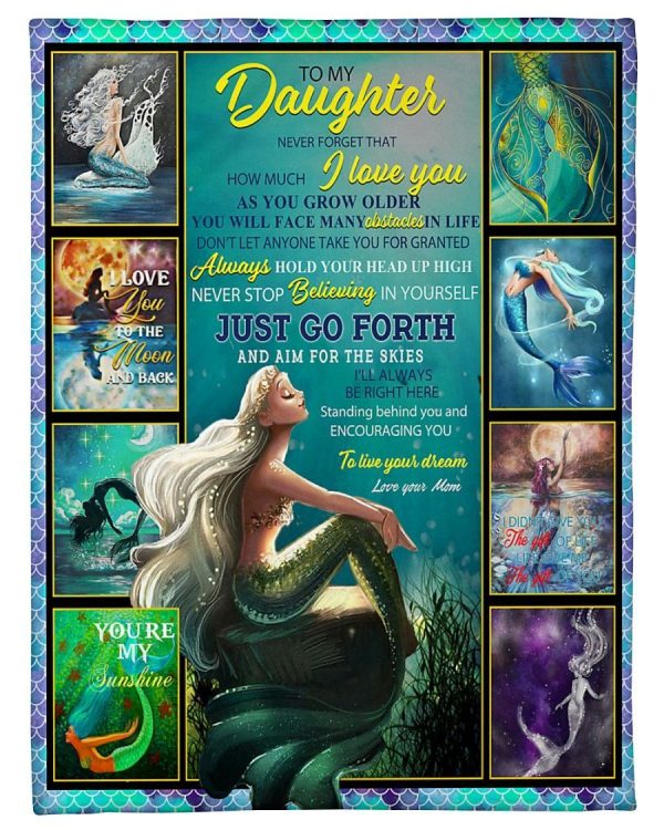 To My Daughter Love Mom Mermaid Blanket